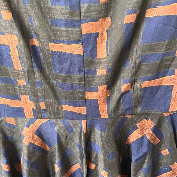 BODEN blue graphic design 3/4 sleeve knee length tea garden party dress womens 6 - Picture 2 of 8